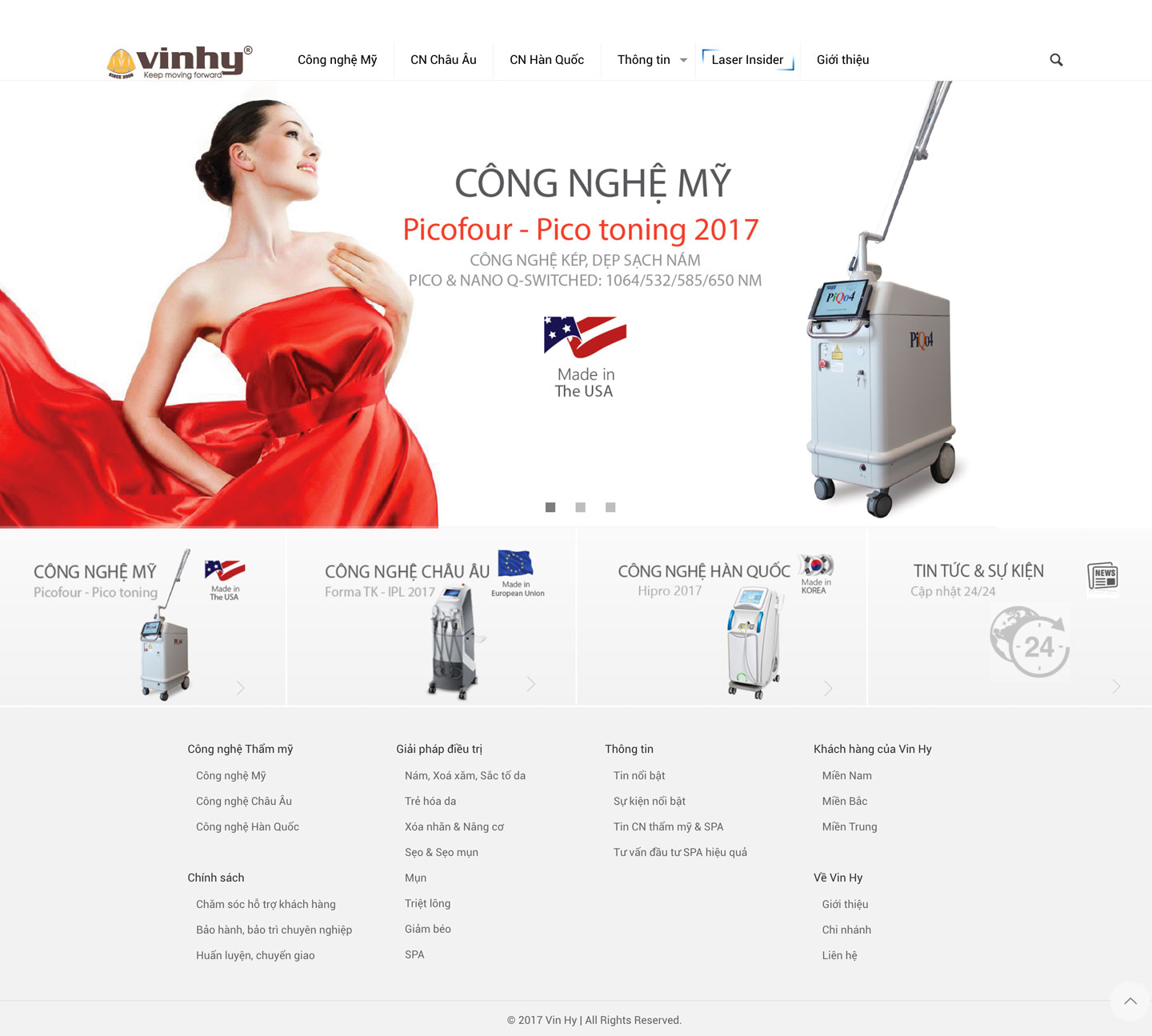 Thiết kế web thiết bị thẩm mỹ, spa Vin Hy