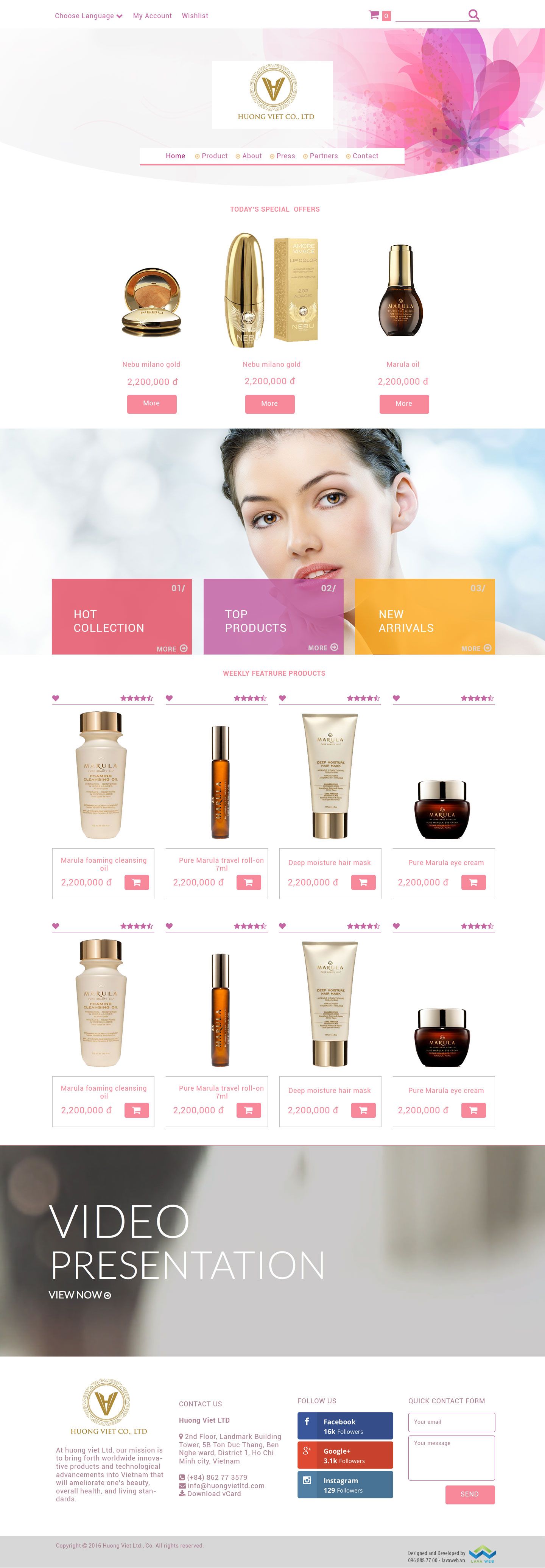 HƯỚNG VIỆT COMESTIC  giao diện mobile 