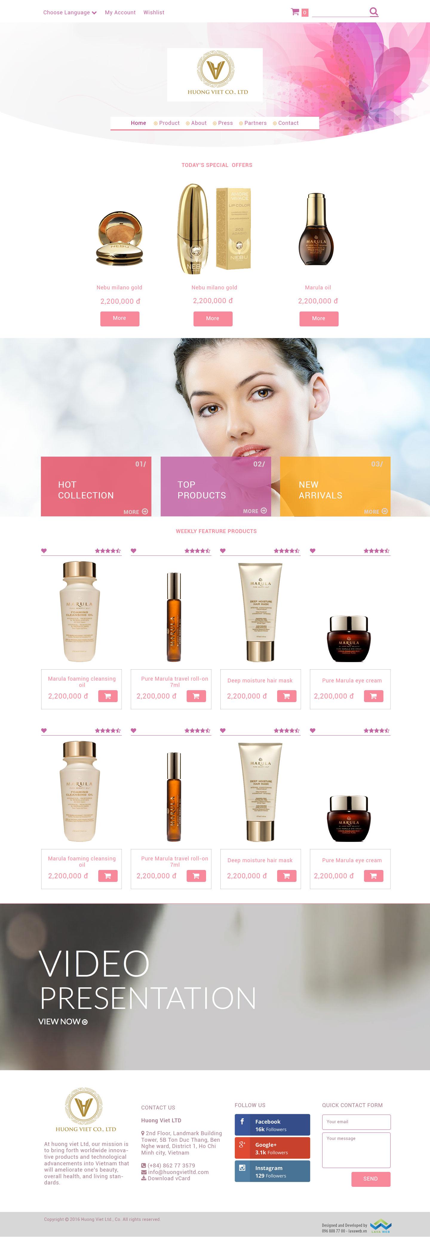 THIET KE WEB MY PHAM HUONG VIET COSMETIC