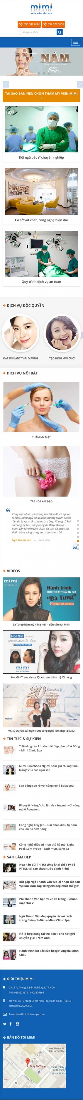 Thiết kế web trung tâm thẩm mỹ Mimi