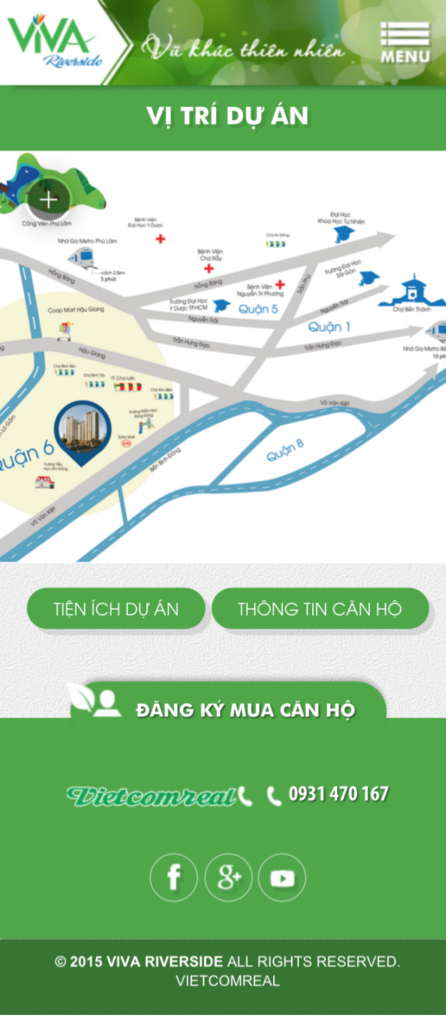 Thiết kế website bất động sản căn hộ vivariverside mobile