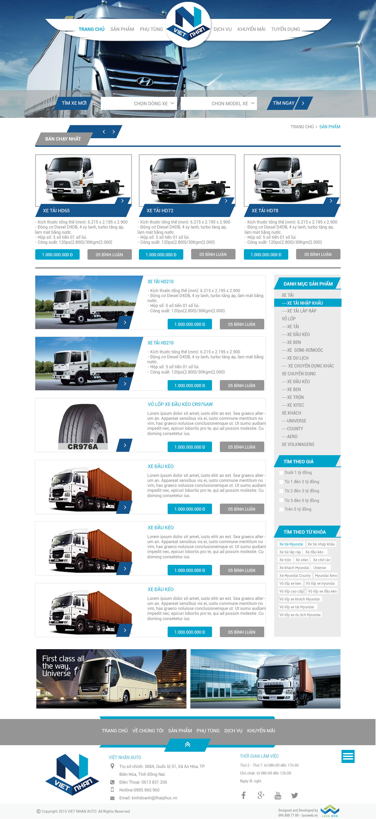 VIỆT NHÂN AUTO giao diện máy tính bảng