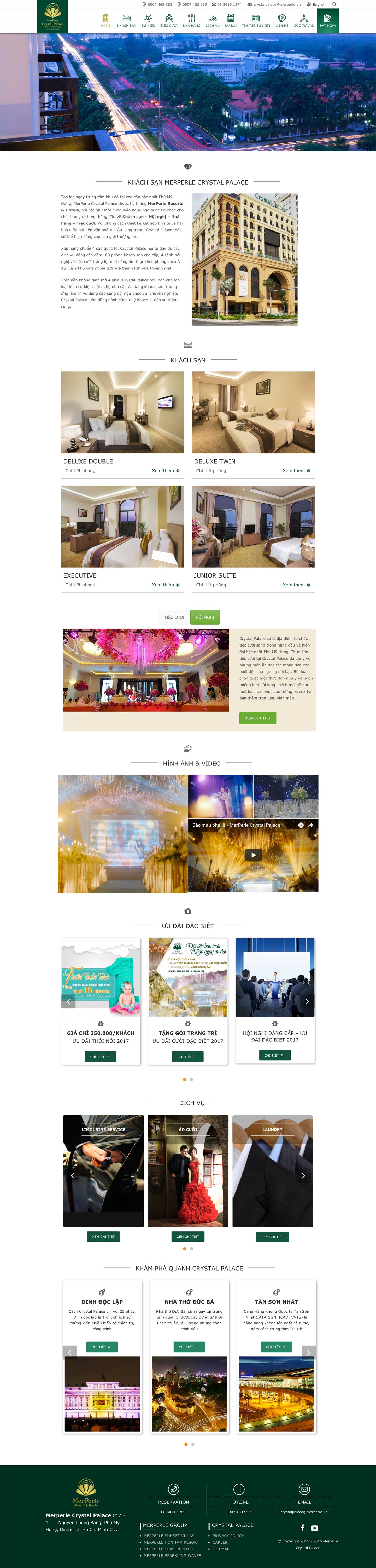 Thiết kế web trung tâm hội nghị nhà hàng tiệc cưới Crystal Palace