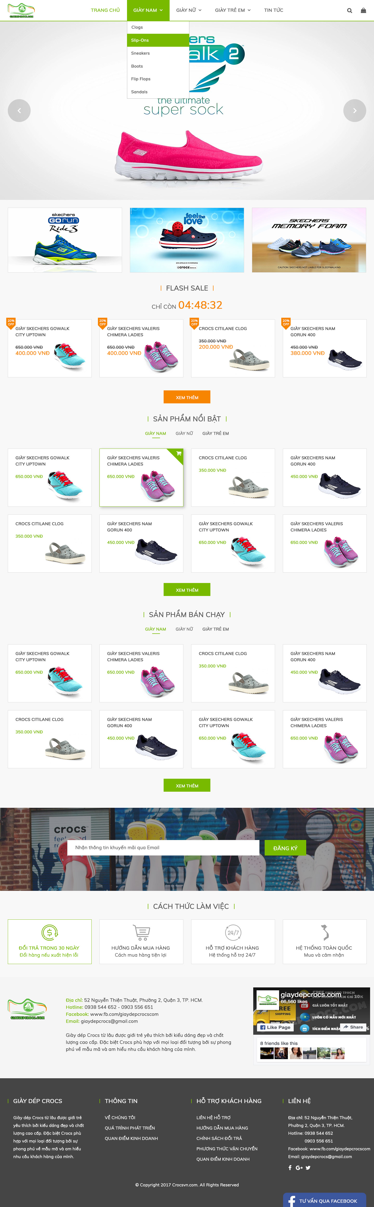 Thiết kế web thương mại điện tử Giày Dép Crocs