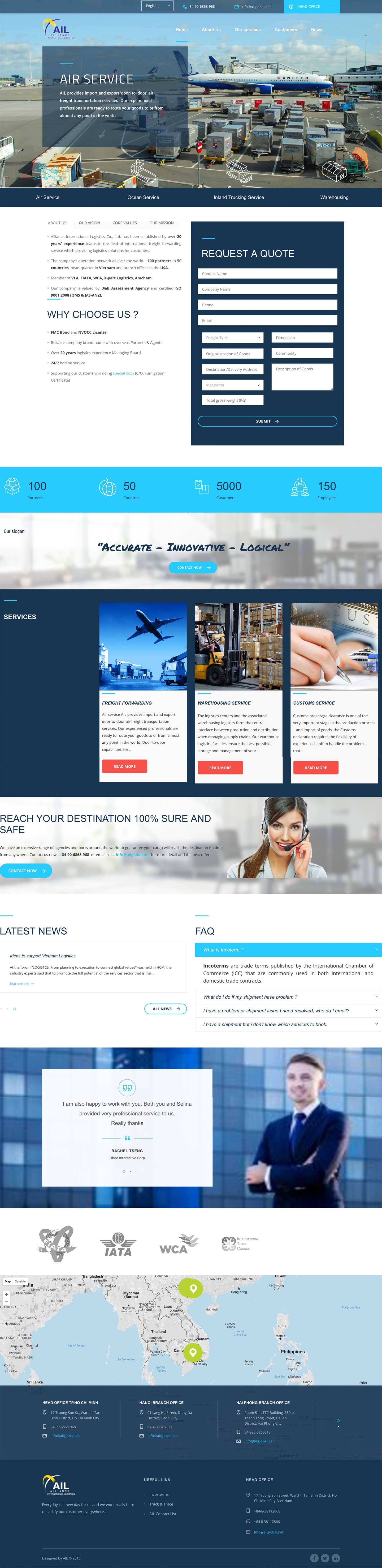 Thiết kế web công ty vận chuyển ALLIANCE INTERNATIONAL LOGISTICS